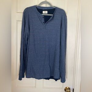 MARINE LAYER Double Knit Henley Navy/Red Stripe Size XL Men Soft